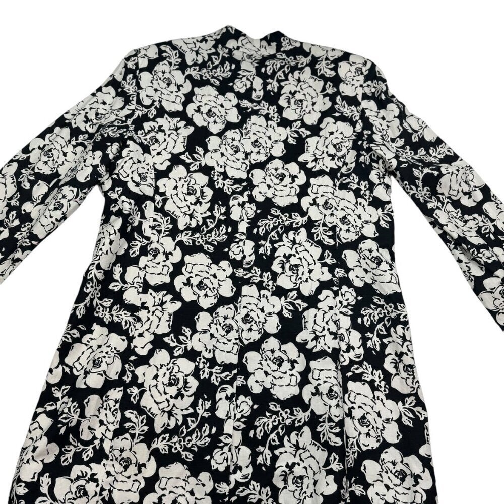 Jillian Jones Linen/Rayon Blend Floral Long-Line Blazer/Jacket Women's Size 14